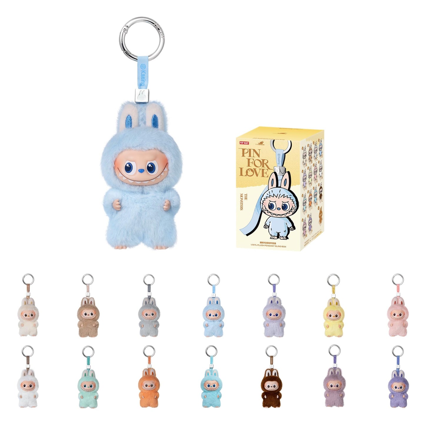 POP MART The Monster Pin for Love Series A–M – Blind Box Pendant, Vinyl Plush Bag Charm (Single Box)