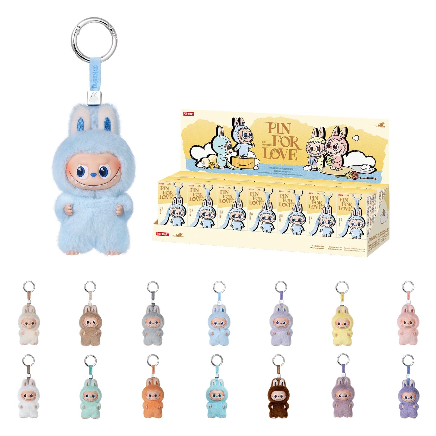 POP MART The Monster PIN for Love Series A-M – Vinyl Plush Pendant Blind Box | Labubu Collectible Toys