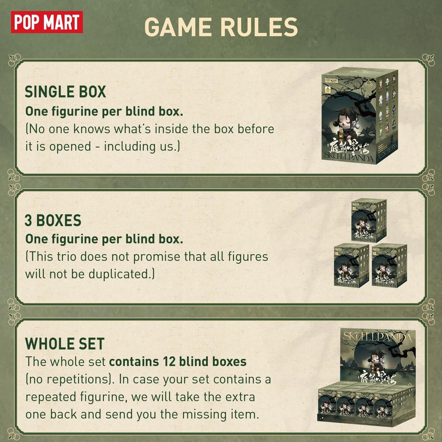 POP MART Skullpanda Ink Plum Blossom Series – 12 Blind Box Figures | Collectible Toys & Home Decor
