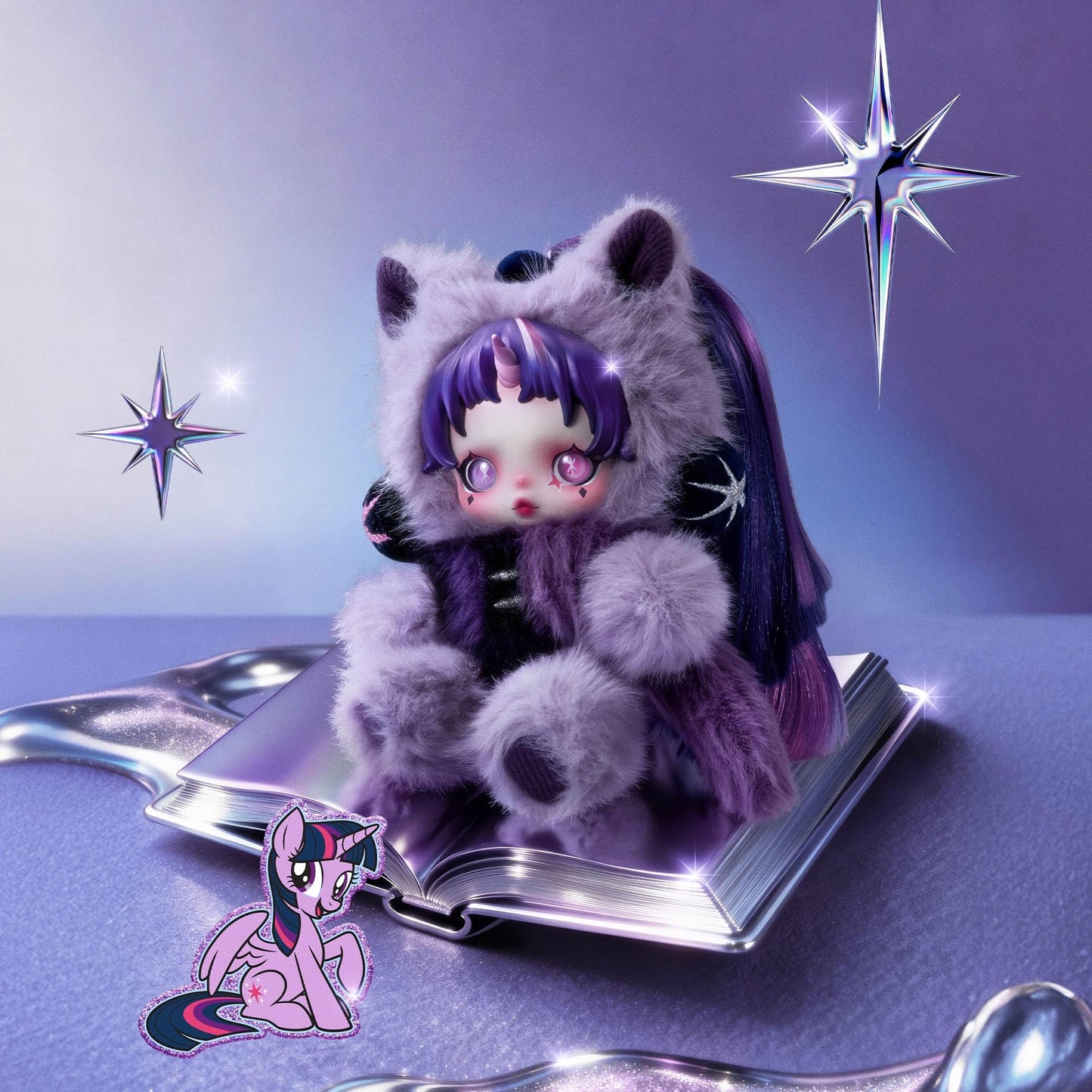 POP MART Skullpanda × My Little Pony Series Blind Box Figures – Plush Doll Pendant Collectibles, Gift for Girls & Boys