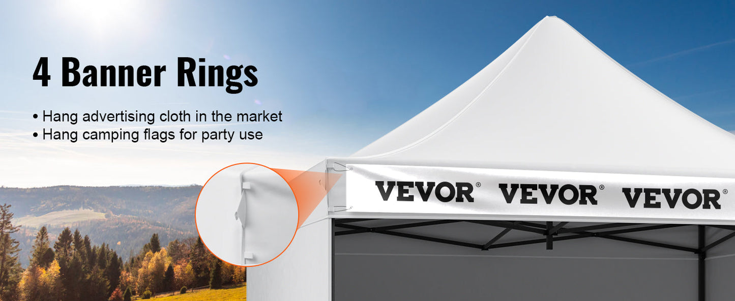 VEVOR 10x10 FT Pop up Canopy with Removable Sidewalls Portable Gazebo & Wheeled Bag  UV Resistant Waterproof Tent for Patio