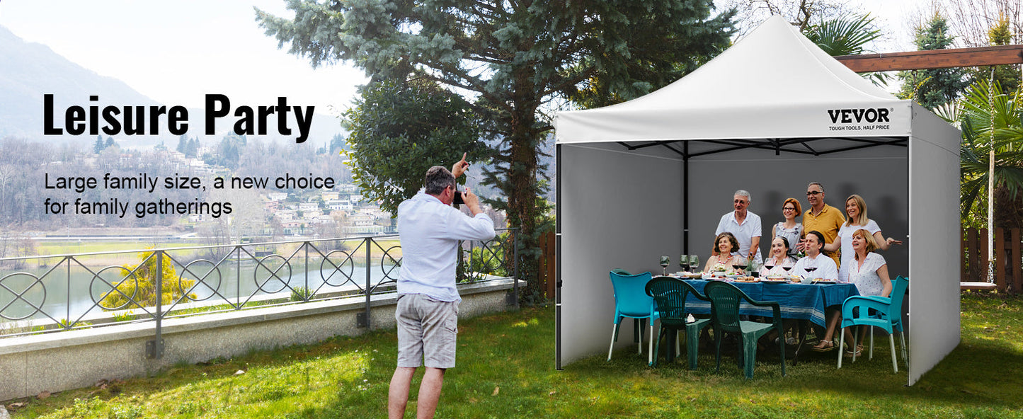 VEVOR 10x10 FT Pop up Canopy with Removable Sidewalls Portable Gazebo & Wheeled Bag  UV Resistant Waterproof Tent for Patio