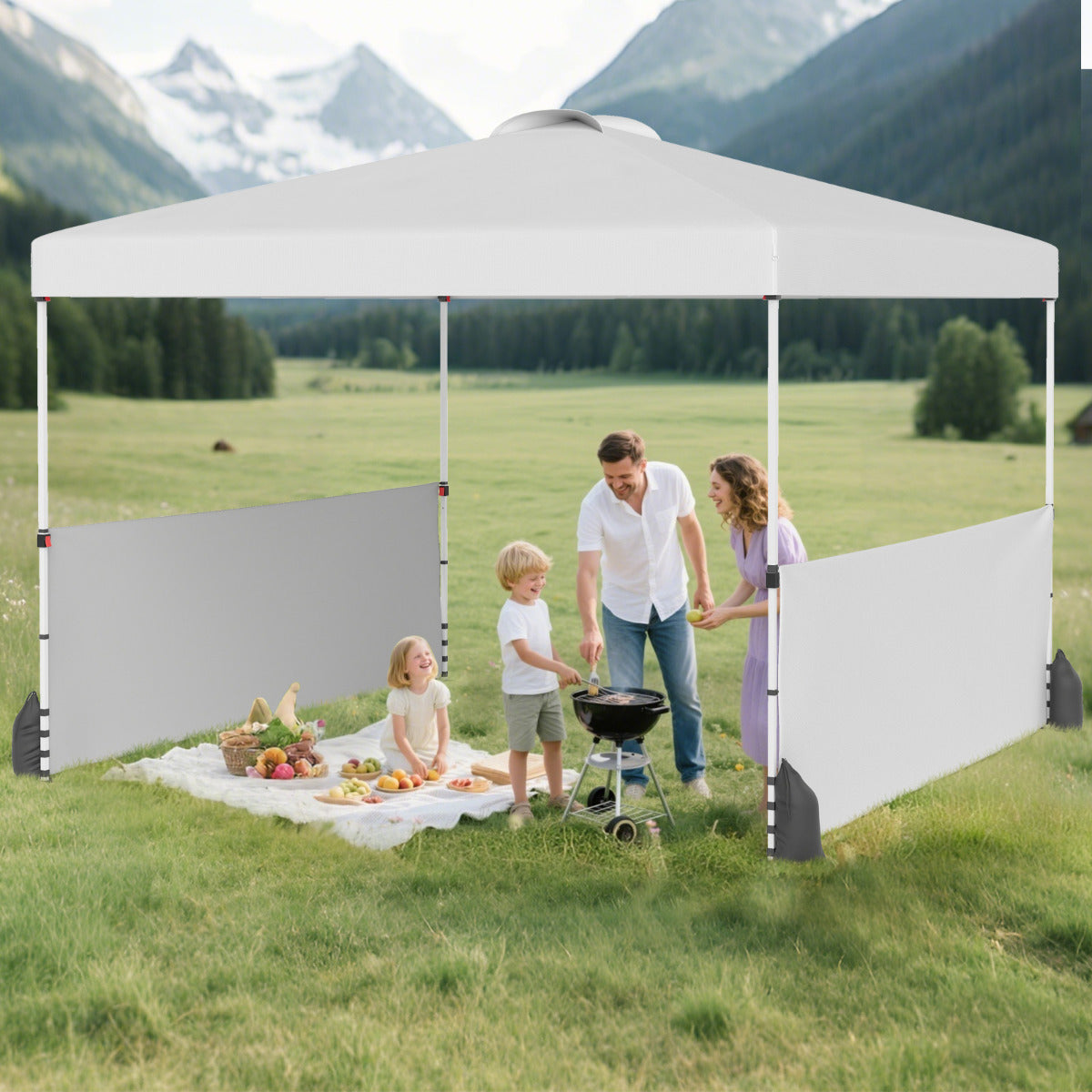 300 X 300 CM Pop up Canopy Tent with 2 Half Sidewalls-Grey