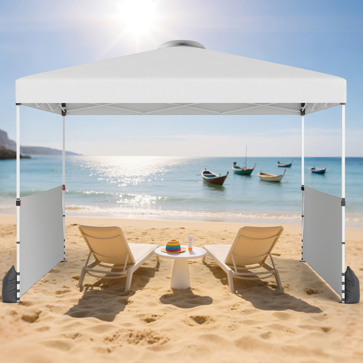 300 X 300 CM Pop up Canopy Tent with 2 Half Sidewalls-Grey