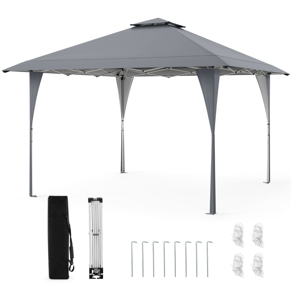 395 x 395 cm Pop up Canopy Tent with Vented Top and 8 Drainage Holes-Beige