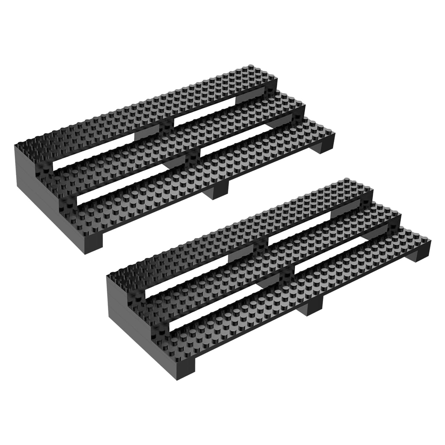 Popbricks 2 Pack Brick Minifigure Display Stand – 3-Tier, Holds 66 Figures, Black Organizer for Collectors