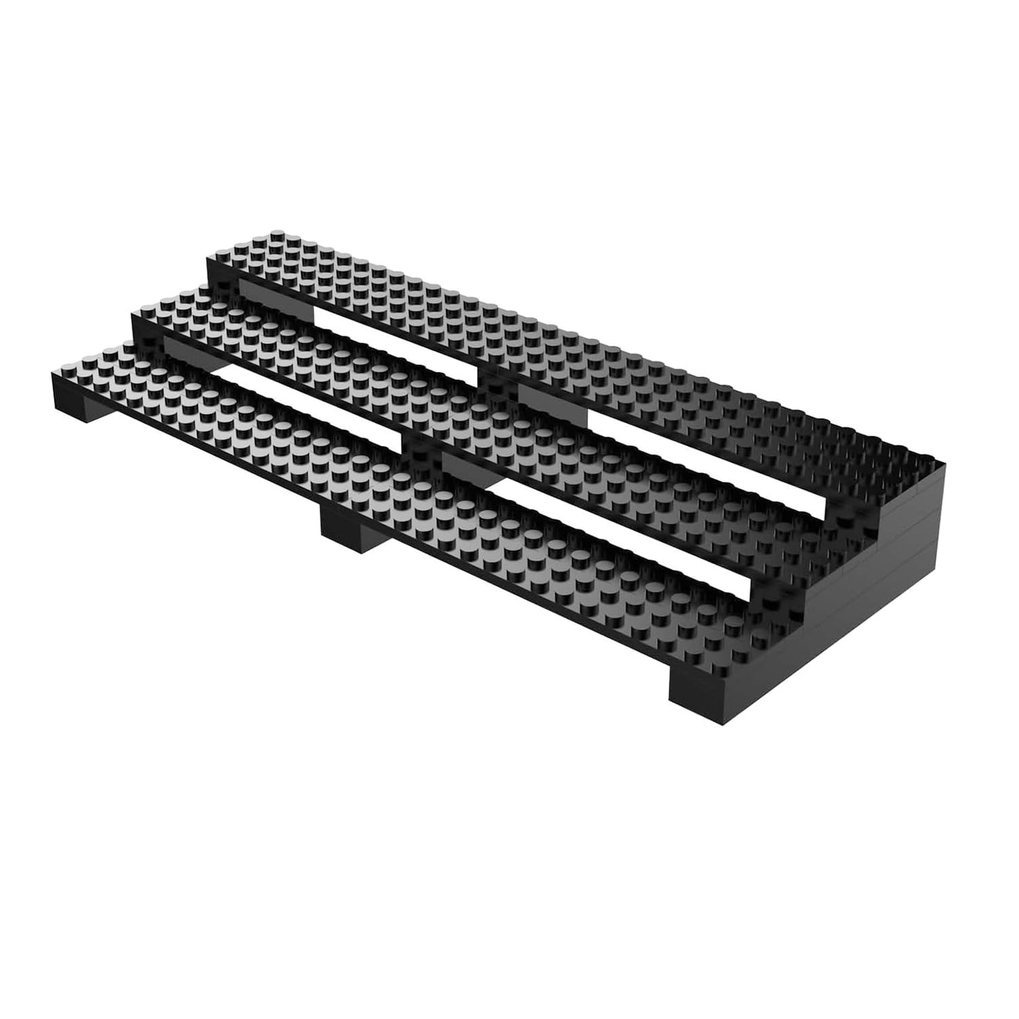 popbricks Brick Minifigure Display Stand – 3-Tier Display Case for Lego Minifigures (Holds 35) – Black Organizer Shelf for Collectors