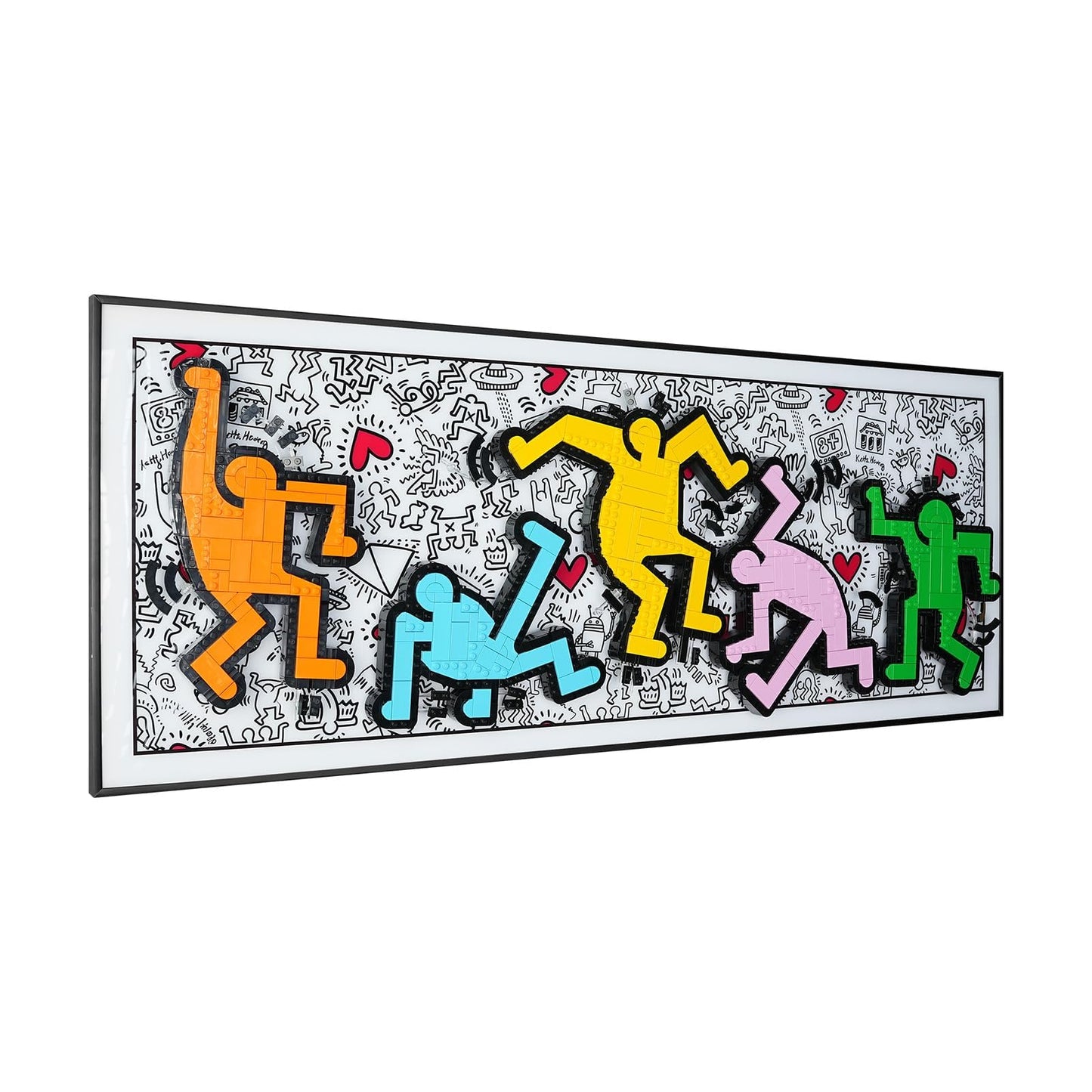 popbricks Display Board for Lego Art 31216 – Keith Haring Dancing Figures, Premium 38x15 Acrylic Frame