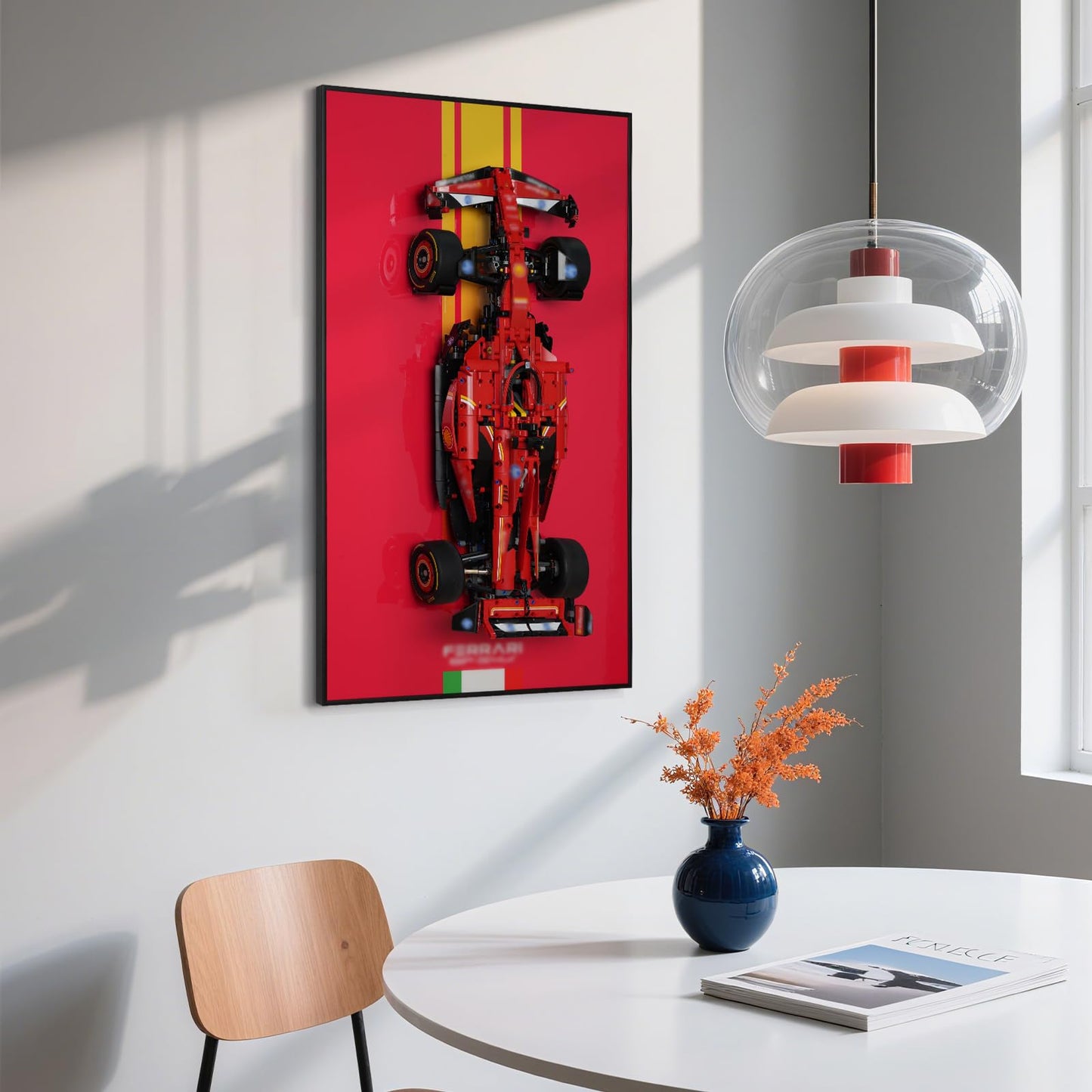 popbricks Display Wall Mount Board for Lego Technic Ferrari 42207 Race Car – Wall Art