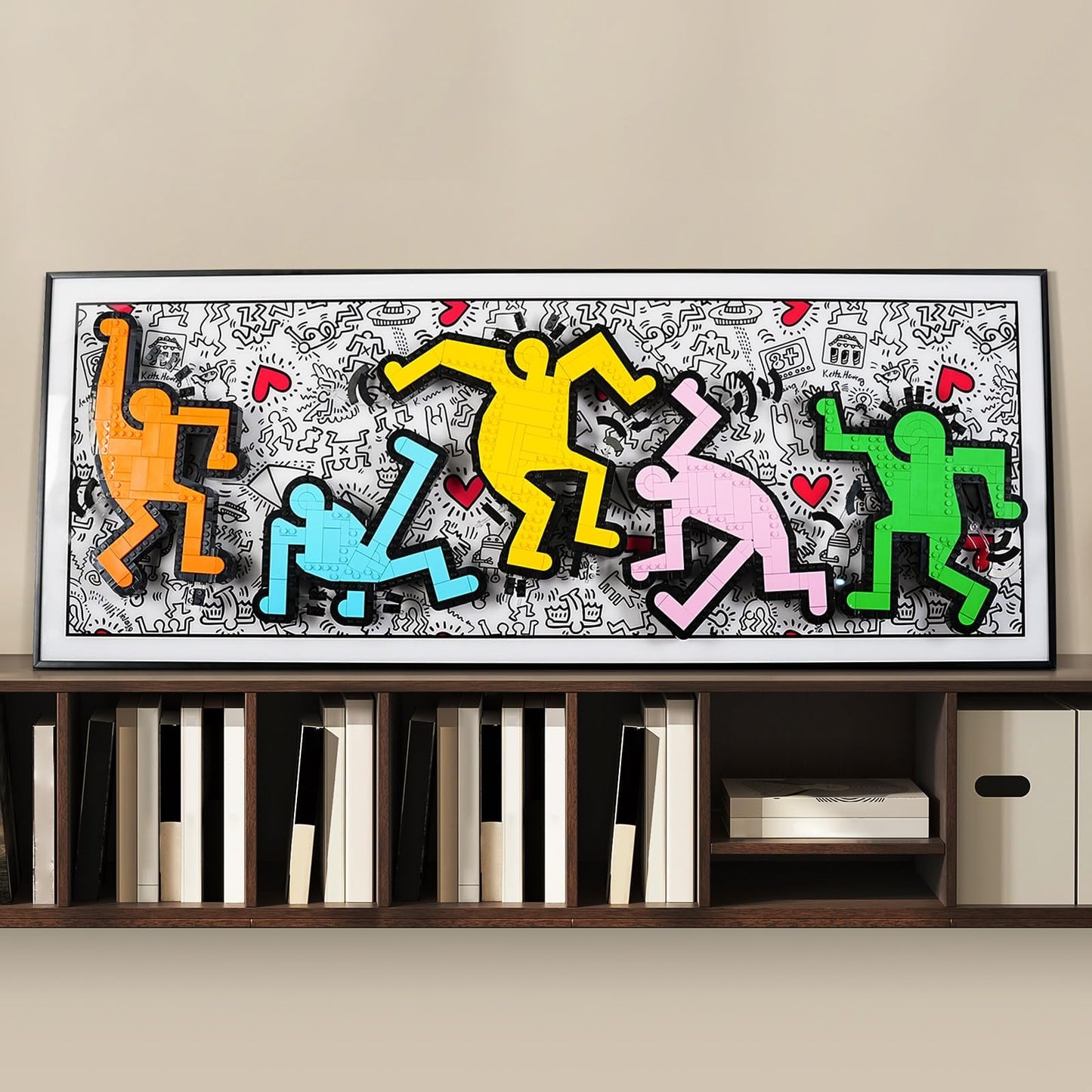 popbricks Display Board for Lego Art 31216 – Keith Haring Dancing Figures, Premium 38x15 Acrylic Frame