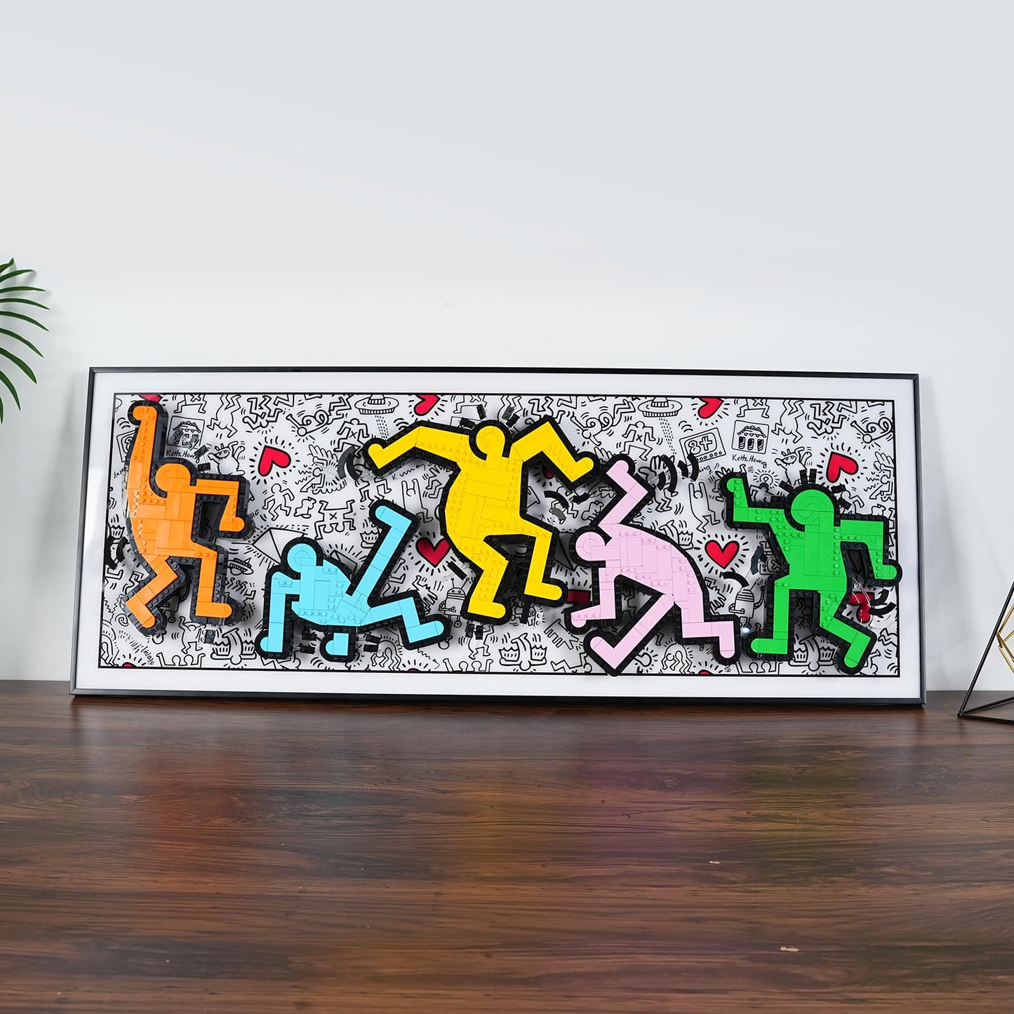 popbricks Display Board for Lego Art 31216 – Keith Haring Dancing Figures, Premium 38x15 Acrylic Frame