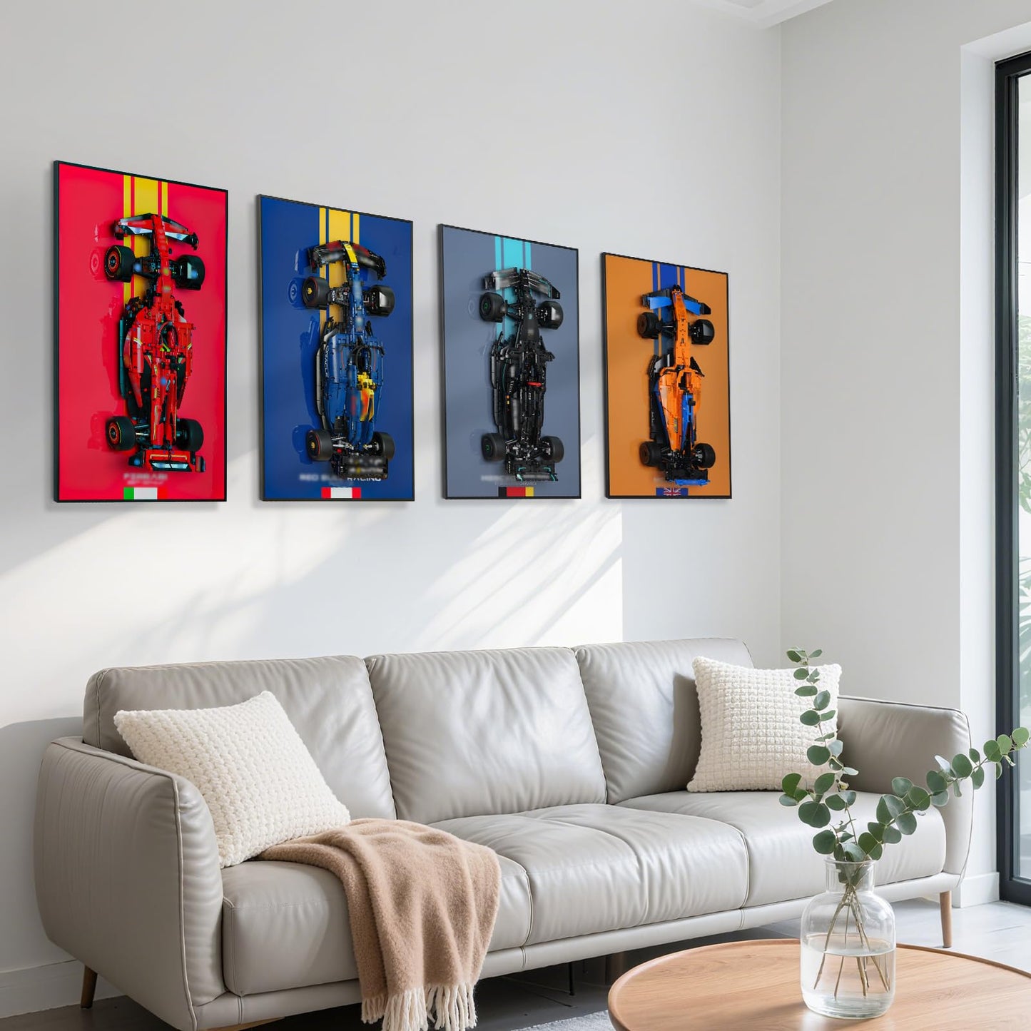 popbricks Display Wall Mount Board for Lego Technic Ferrari 42207 Race Car – Wall Art