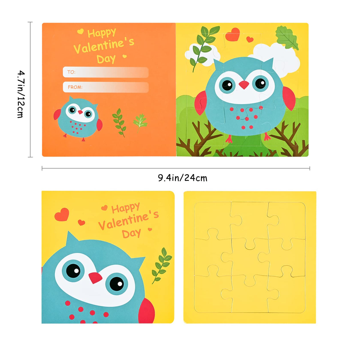 POPGIFTU Valentines Day Puzzle Cards for Kids — 27-Pack Animal Jigsaw Cards with Envelopes & Stickers
