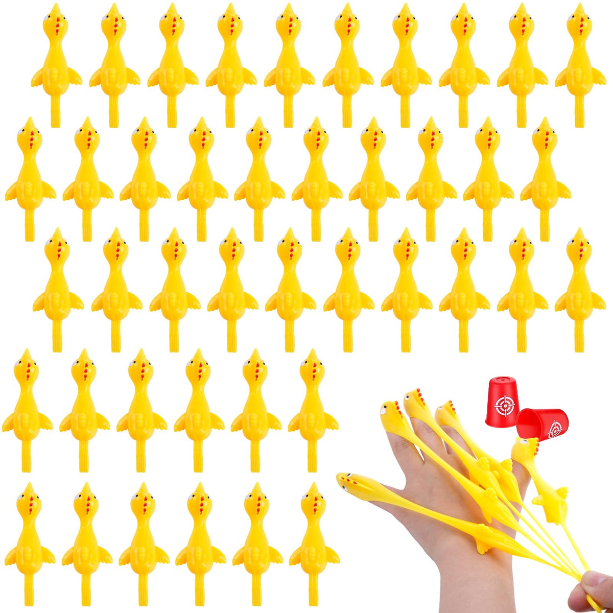 POPLAY 42PCS Flying Chicken Slingshot — Party Favors, Kids Toys & Classroom Prizes