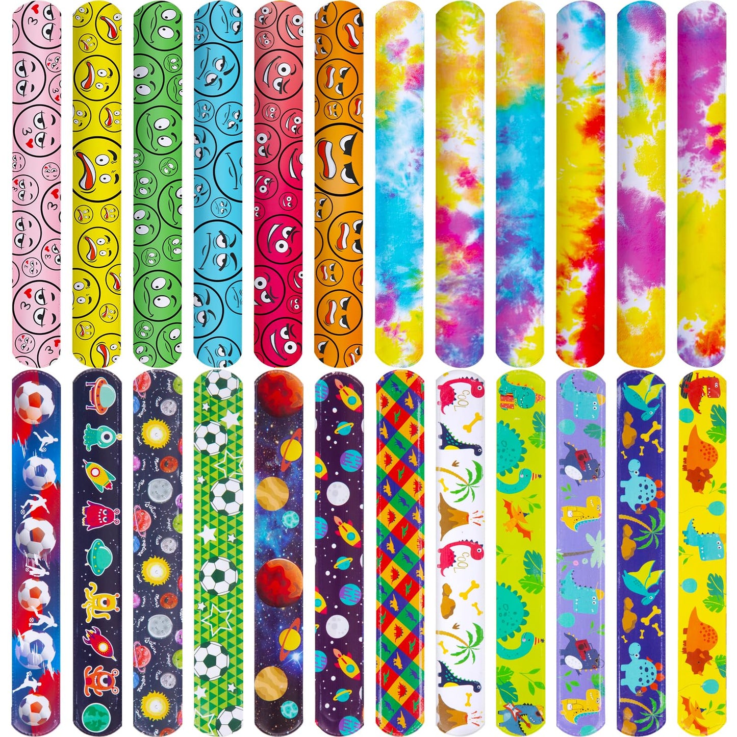 POPLAY 48PCS Slap Bracelets for Kids – Bulk Tie-Dye Party Favors & Classroom Prizes