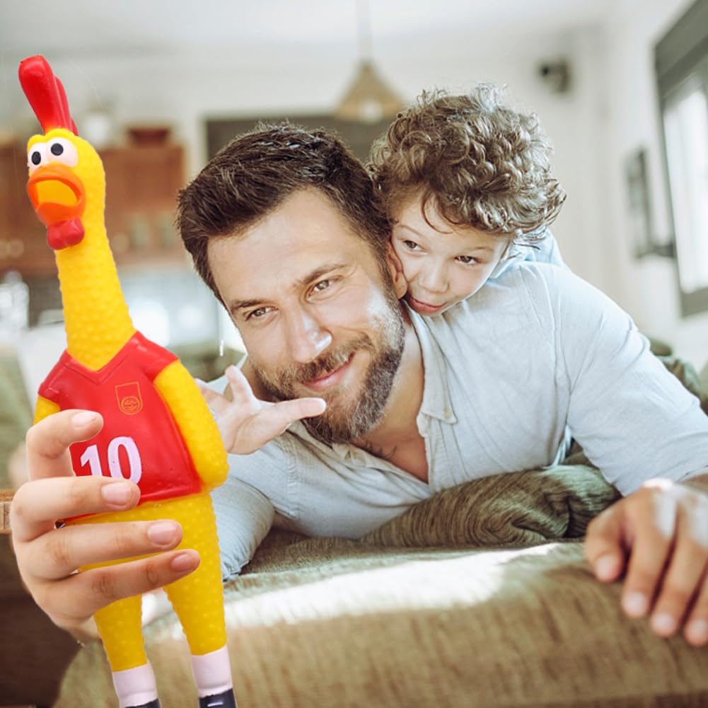POPLAY 14-Inch Rubber Chicken Squeaky Toy – Durable Latex Prank & Fun for All Ages
