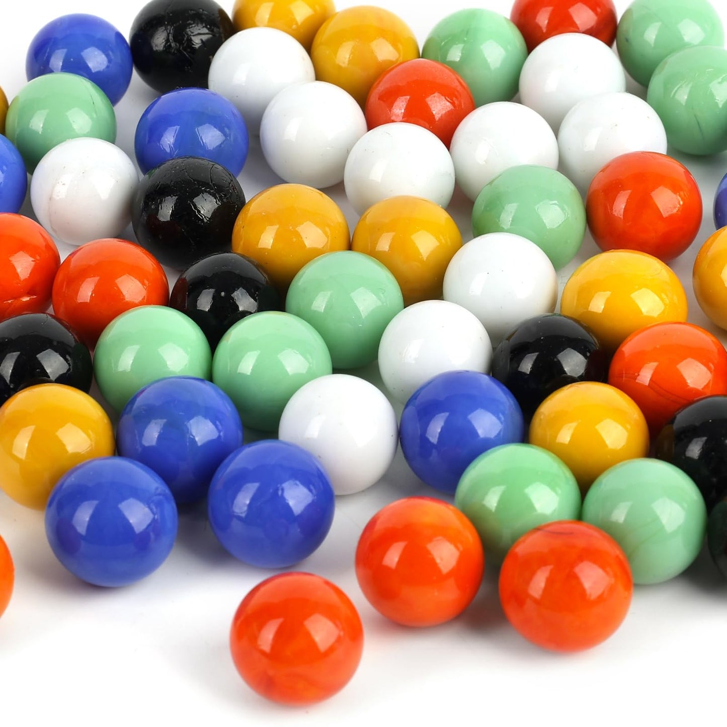 POPLAY 60PCS Glass Marbles Set – 5/8 inch, 6 Colors for Marble Board Games and Chinese Checkers