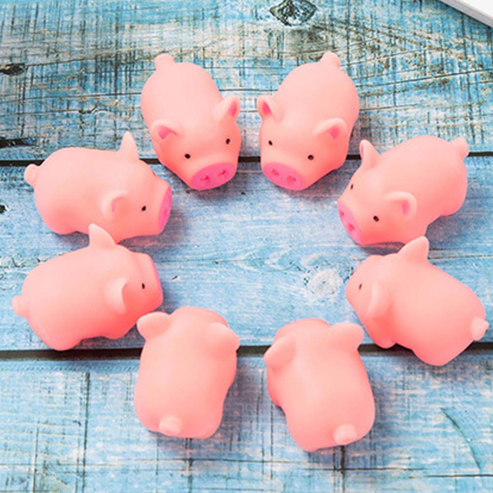 POPLAY HAKACC 20 PCS Mini Squishies Pig Bath Toys – Pink Squeaky Rubber Bath Toys for Bath Time
