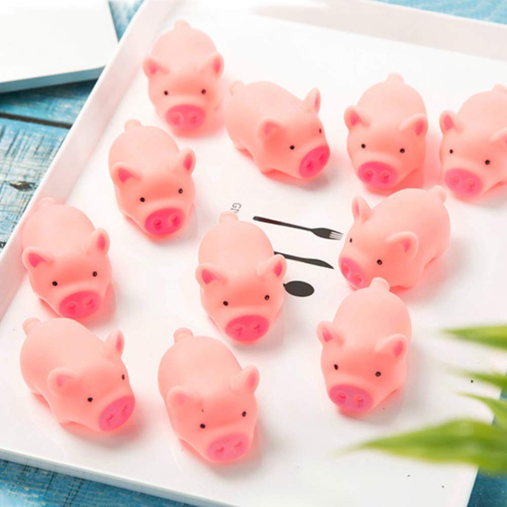 POPLAY HAKACC 20 PCS Mini Squishies Pig Bath Toys – Pink Squeaky Rubber Bath Toys for Bath Time