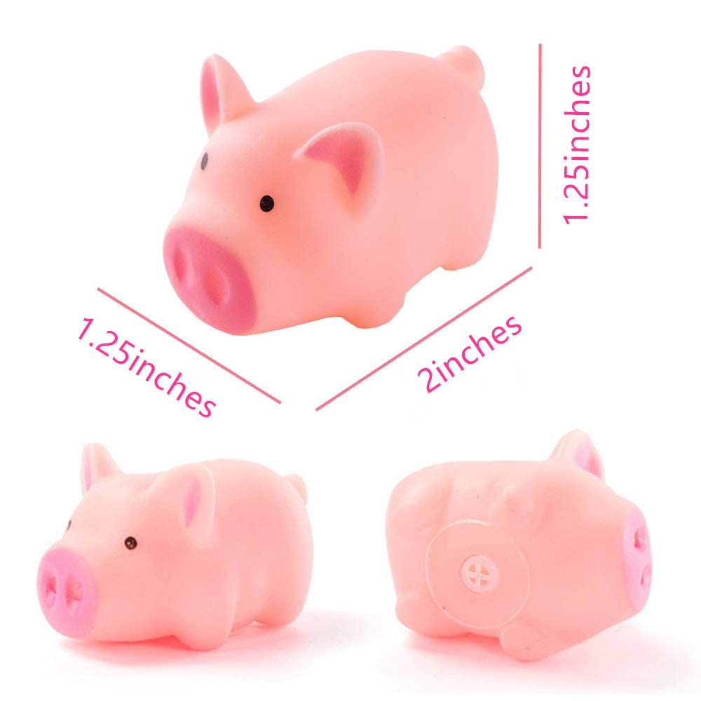 POPLAY HAKACC 20 PCS Mini Squishies Pig Bath Toys – Pink Squeaky Rubber Bath Toys for Bath Time
