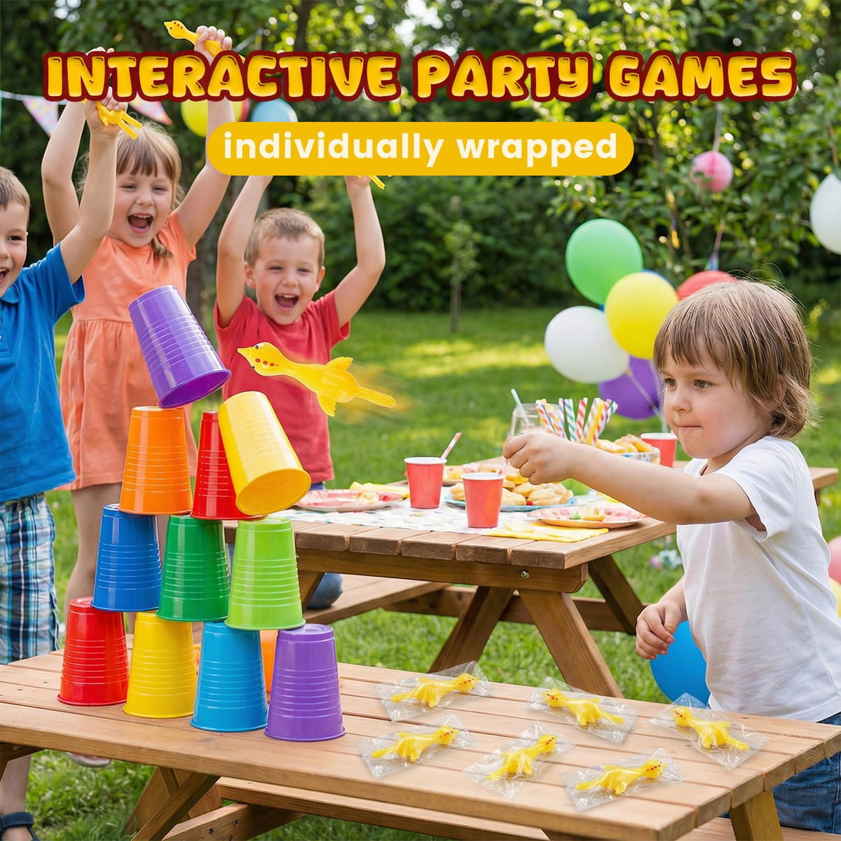 POPLAY 42PCS Flying Chicken Slingshot — Party Favors, Kids Toys & Classroom Prizes