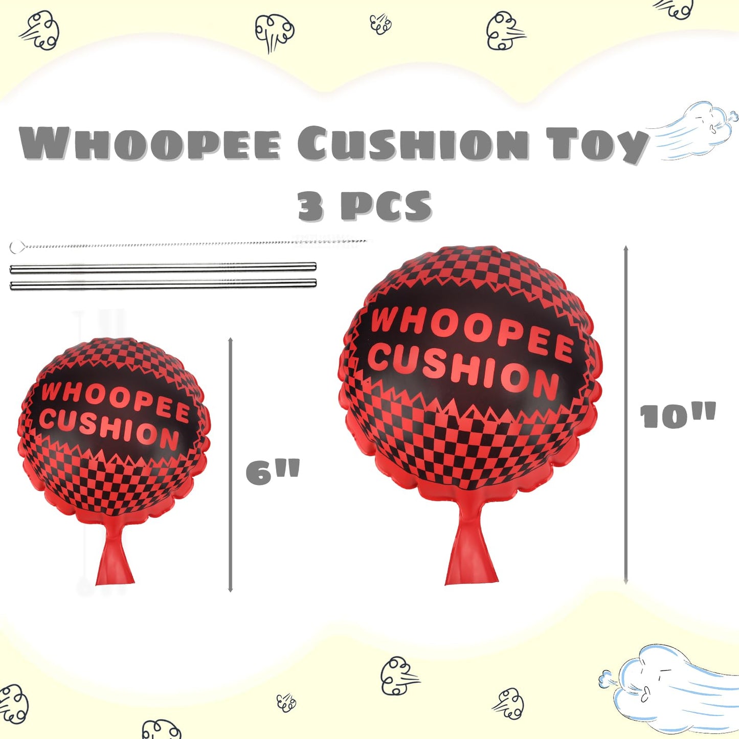 POPLAY 3 PCS Whoopee Cushions – Fart Pillow Prank Toys for Parties, Gifting & Fun