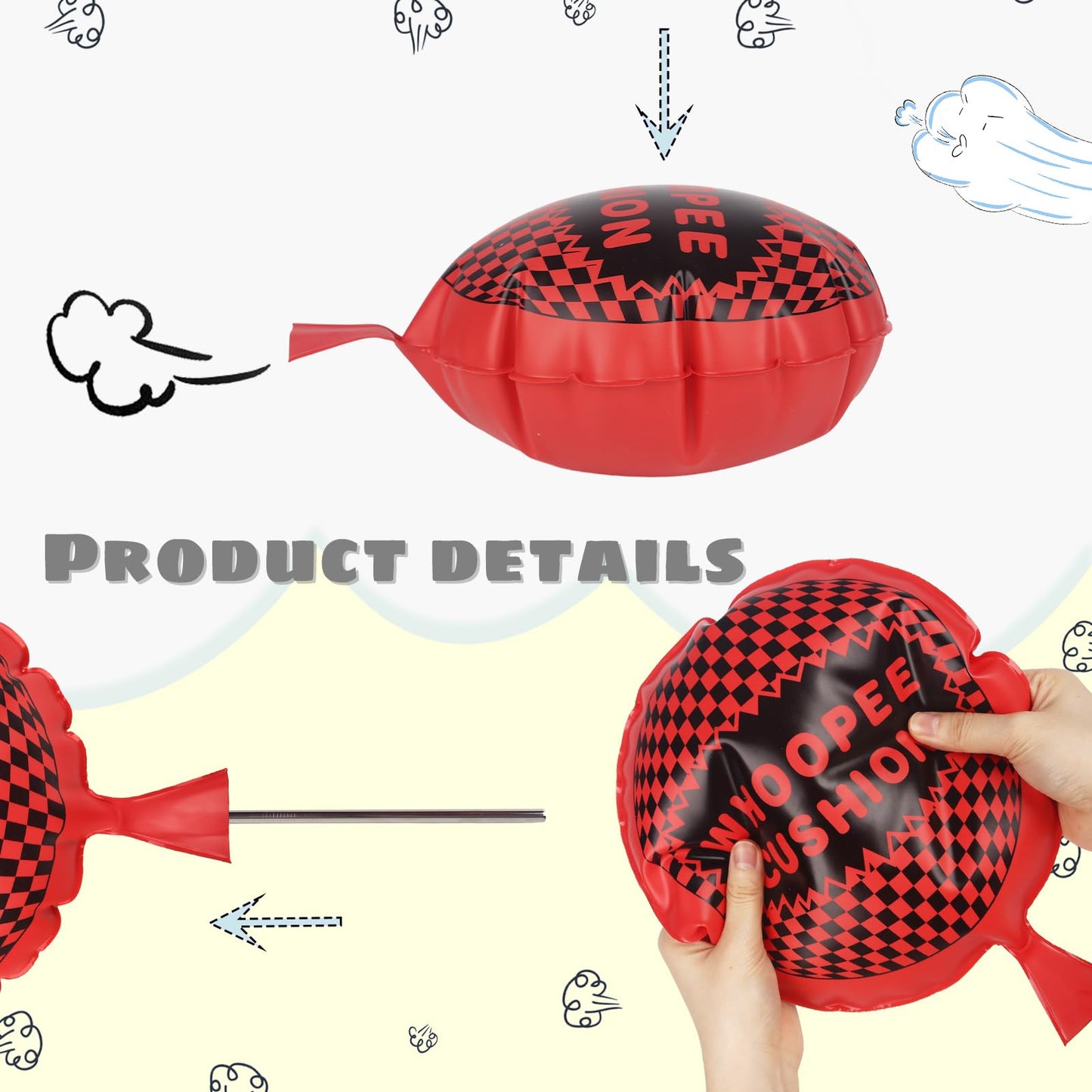 POPLAY 3 PCS Whoopee Cushions – Fart Pillow Prank Toys for Parties, Gifting & Fun