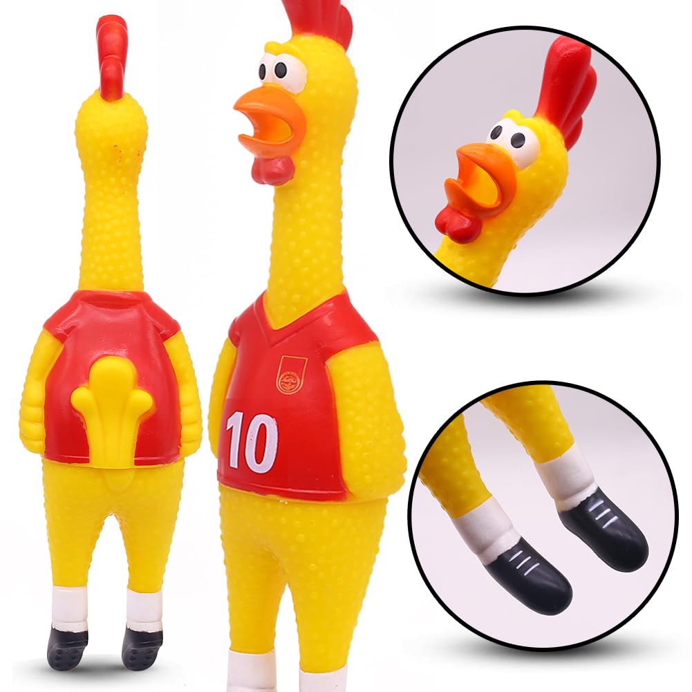 POPLAY 14-Inch Rubber Chicken Squeaky Toy – Durable Latex Prank & Fun for All Ages
