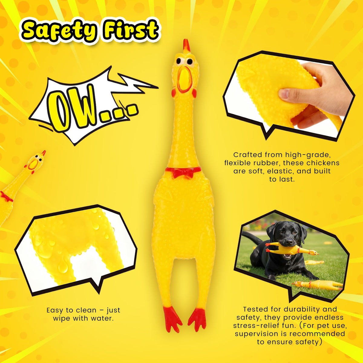 POPLAY 3-Piece Horse Toys Set: Squeaky Chickens & Training Ball for Horses and Pets