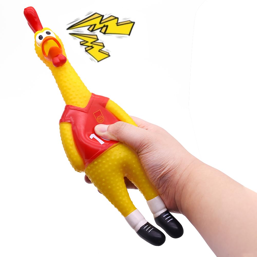 POPLAY 14-Inch Rubber Chicken Squeaky Toy – Durable Latex Prank & Fun for All Ages