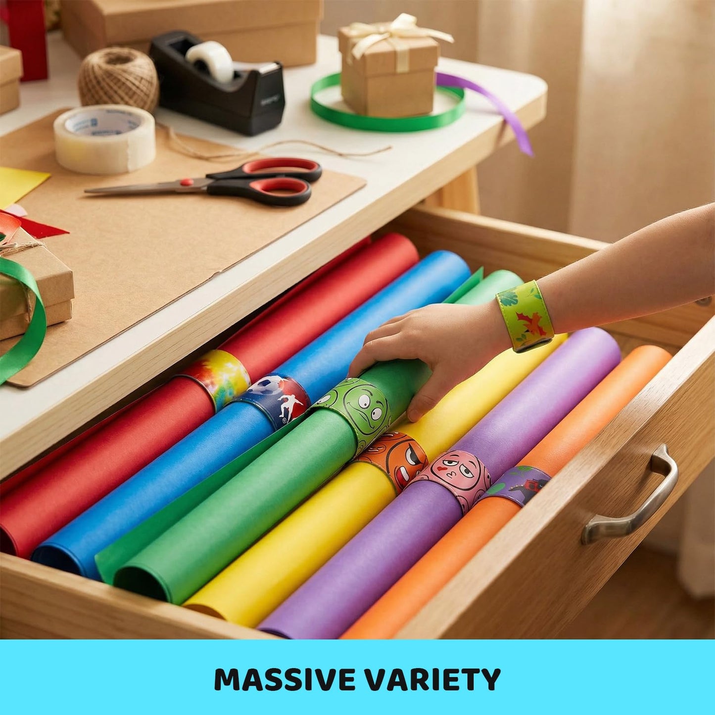 POPLAY 48PCS Slap Bracelets for Kids – Bulk Tie-Dye Party Favors & Classroom Prizes