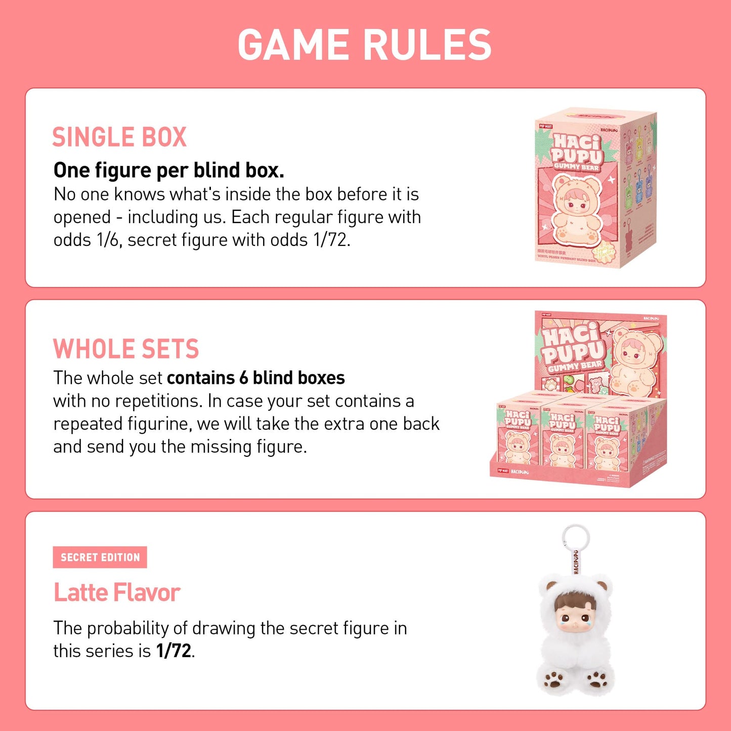 POP MART HACIPUPU Gummy Bear Series – Random Blind Box Vinyl Plush Pendant Figures