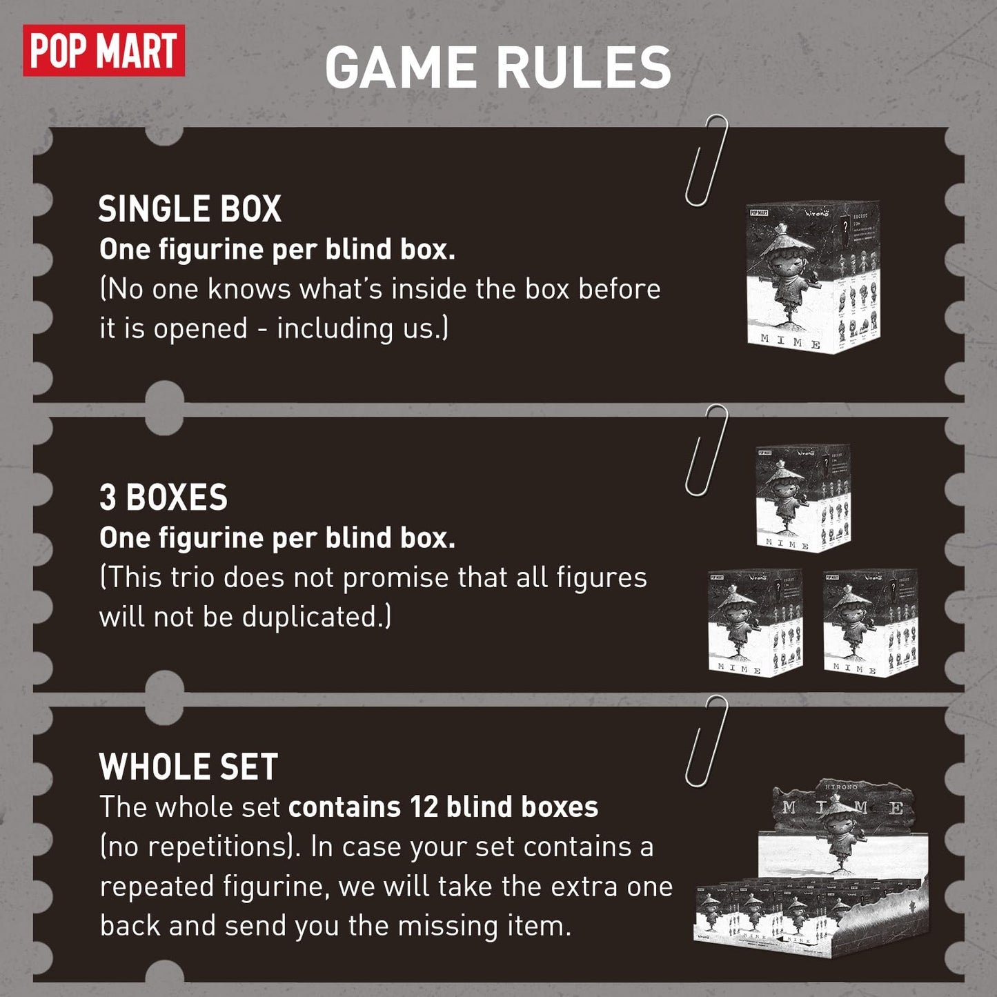 POP MART Hirono Mime Series Figures – 12 Blind Box Collectibles | Random Design Toys