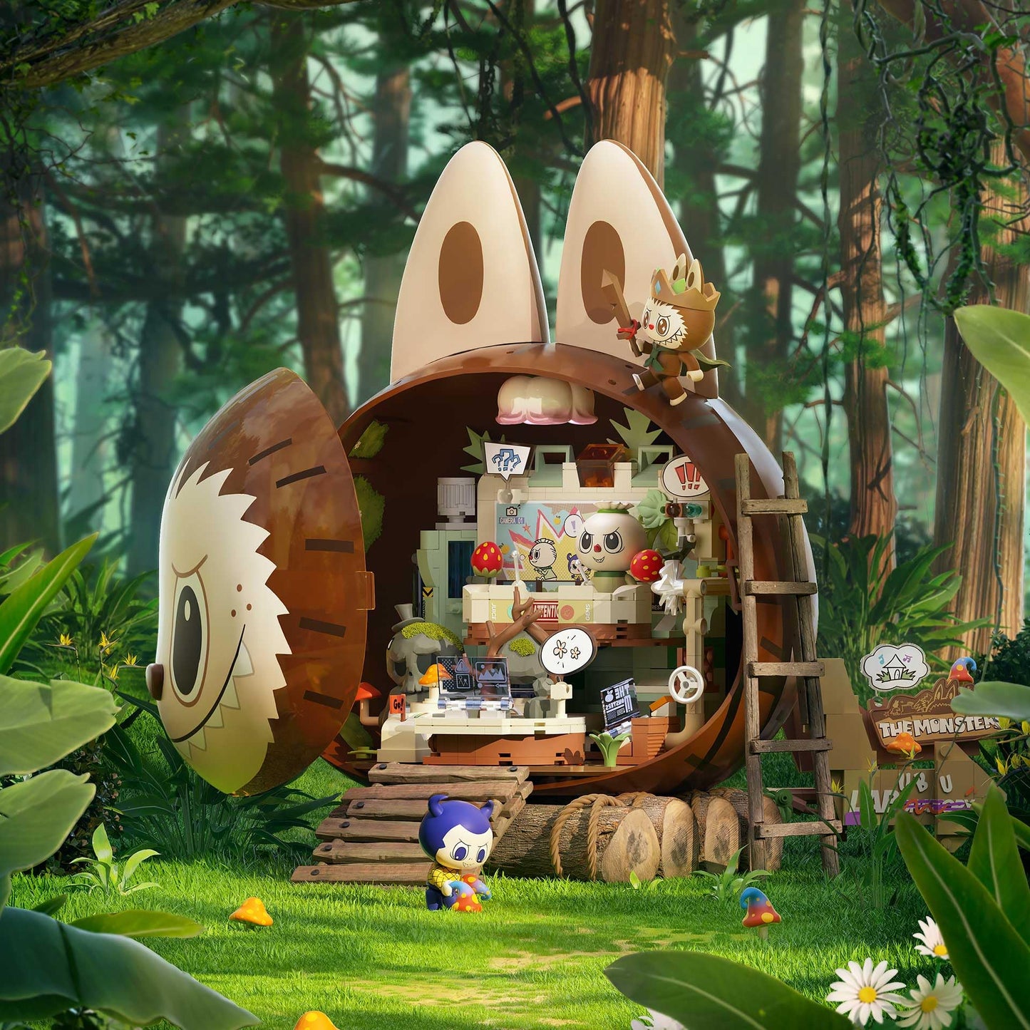 POP MART Monsters Forest Secret Base Blocks – Playful Home Labubu Building Toy Set