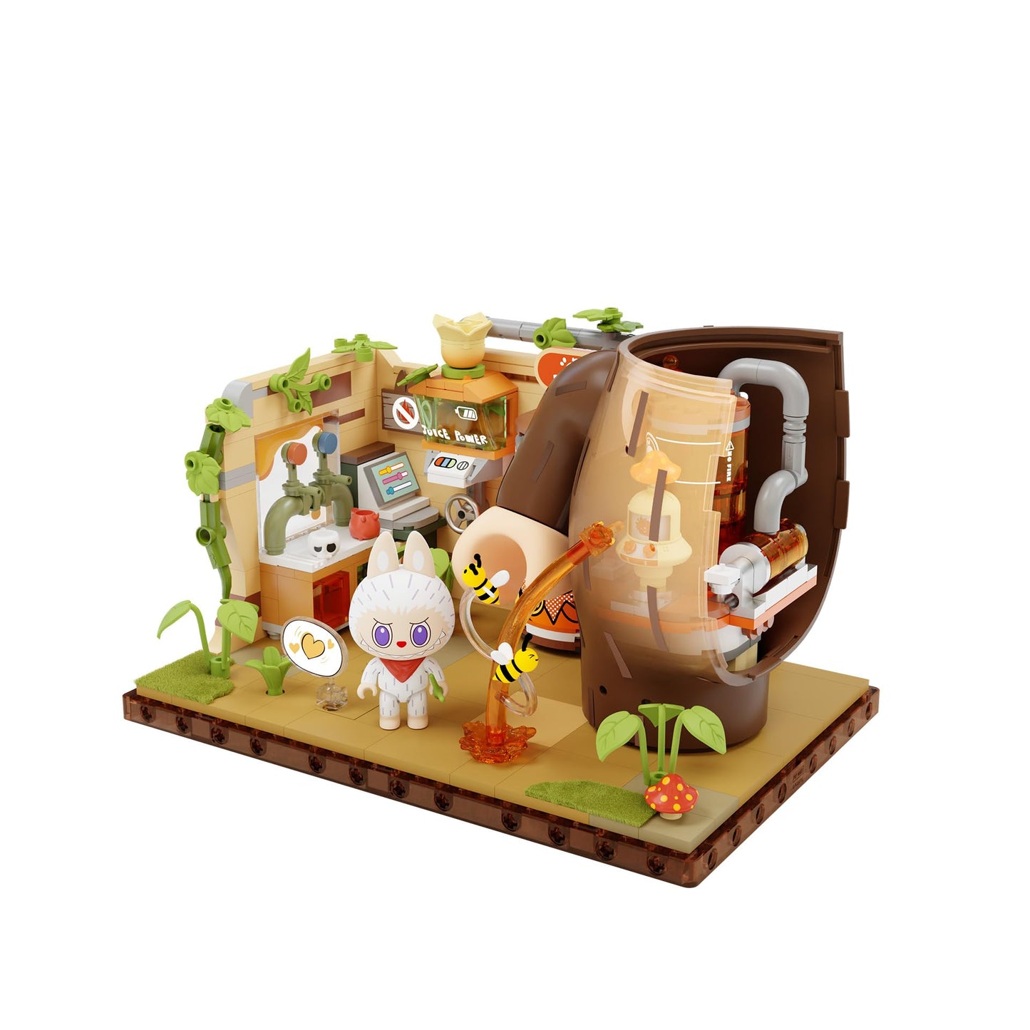 POP MART Monsters Forest Secret Base Series Blocks-Juice Maker – Labubu Building Toy Set