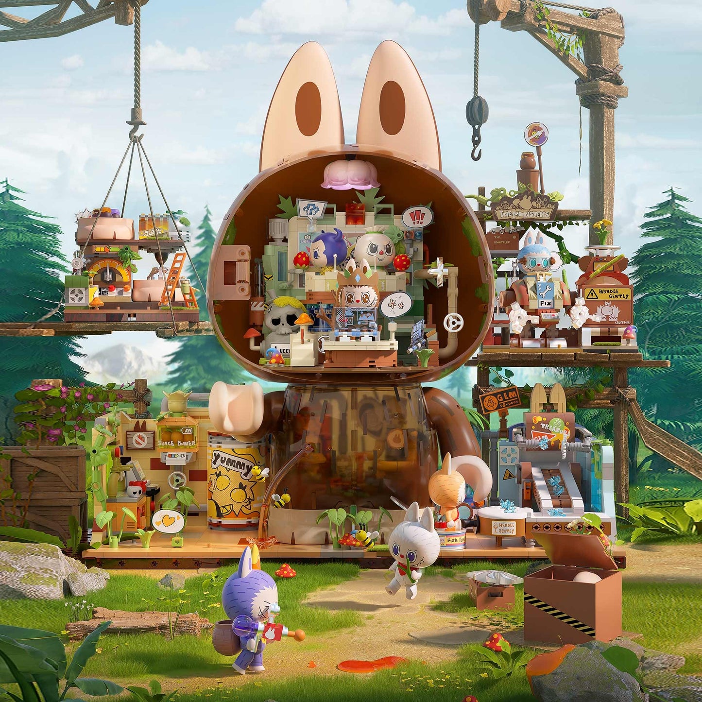 POP MART Monsters Forest Secret Base Series Blocks-Juice Maker – Labubu Building Toy Set