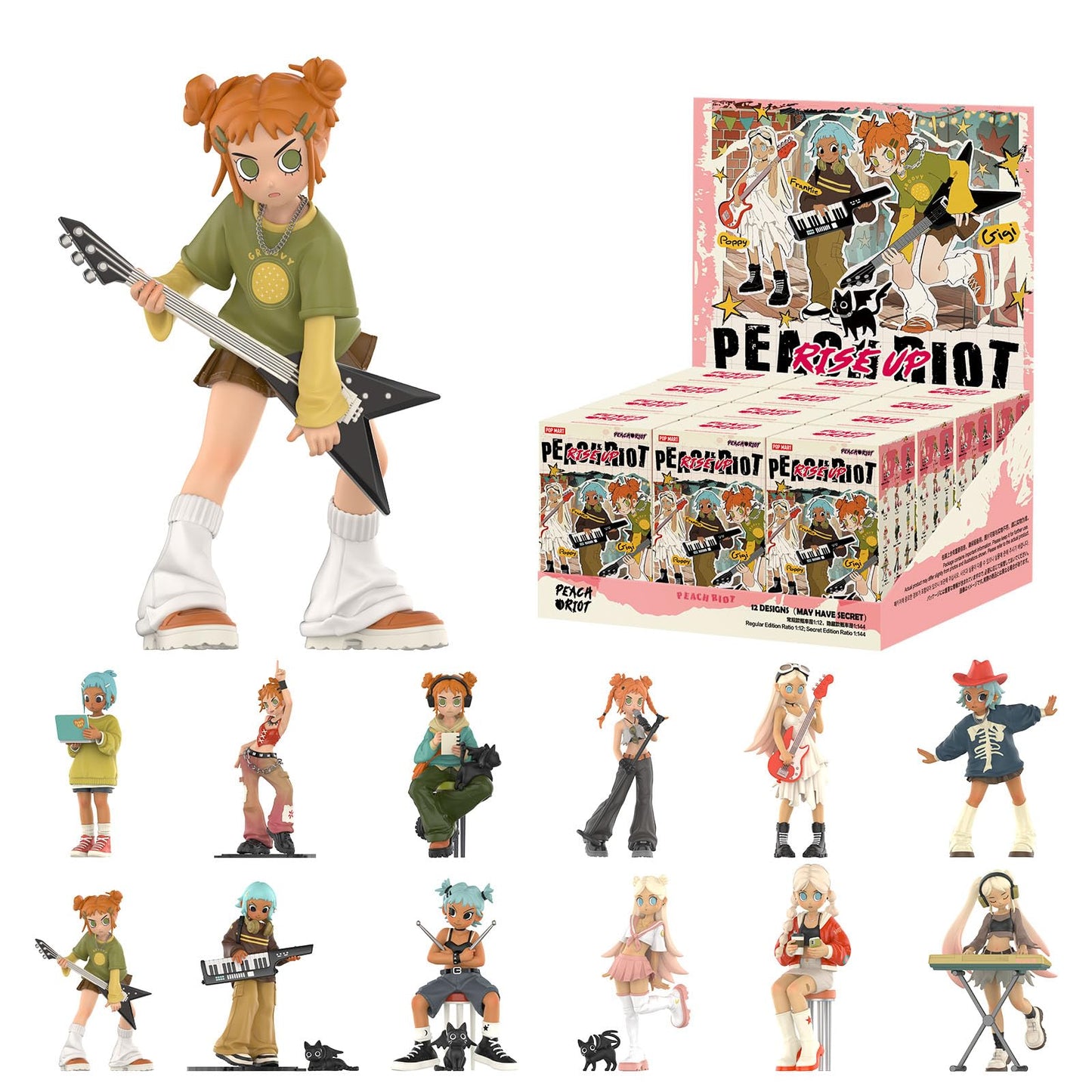 POP MART Peach Riot Rise Up Series Figures - 12 Blind Box Collectibles