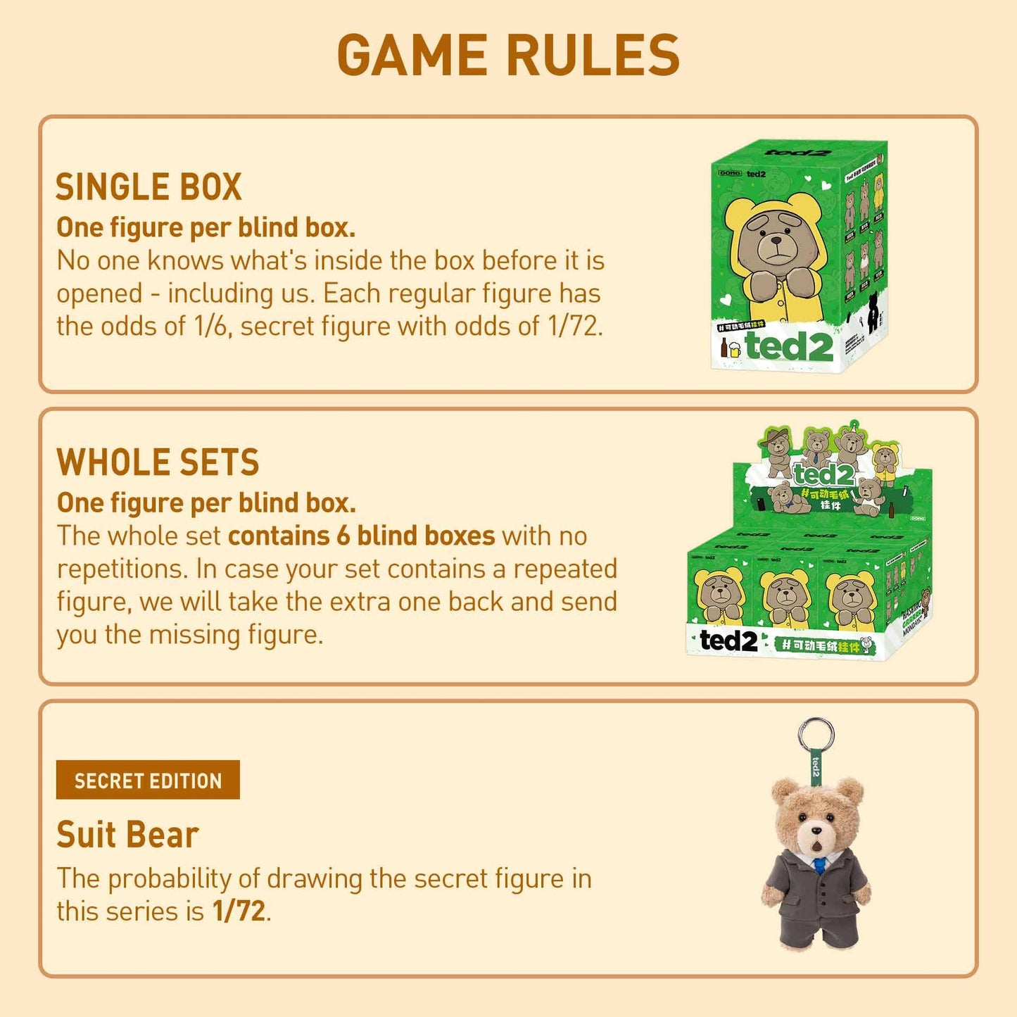 POP MART Ted2 Teddy Bear Pendant – Random Blind Box Collectible Figures