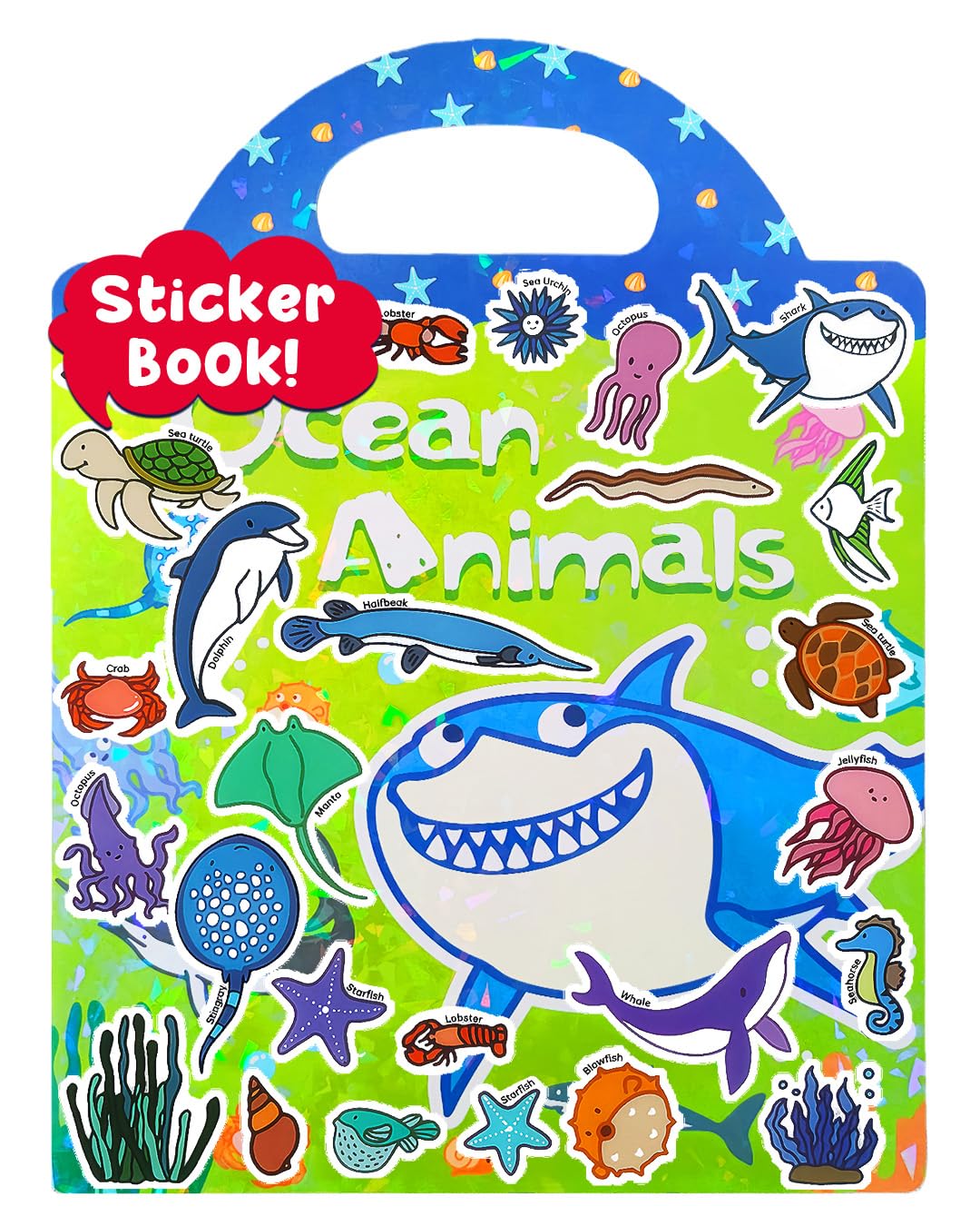 Popokeegoo Reusable Sticker Book | Ocean Animal Travel Stickers for Kids