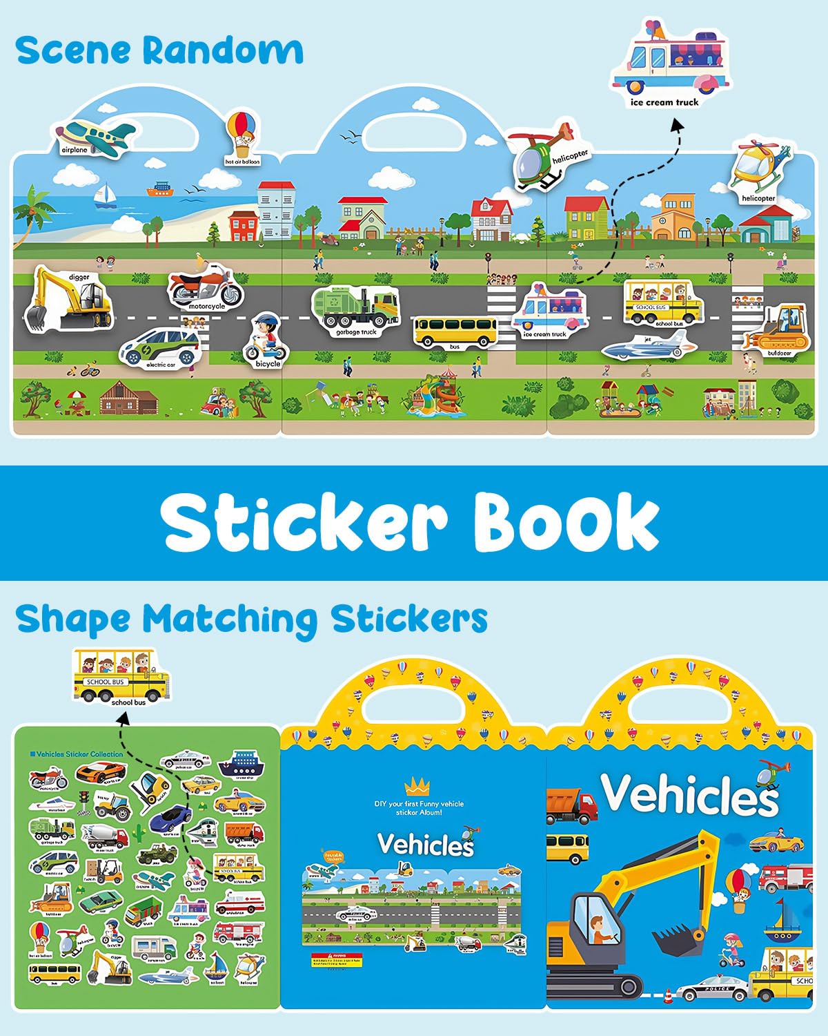 Popokeegoo Reusable Sticker Book | Ocean Animal Travel Stickers for Kids