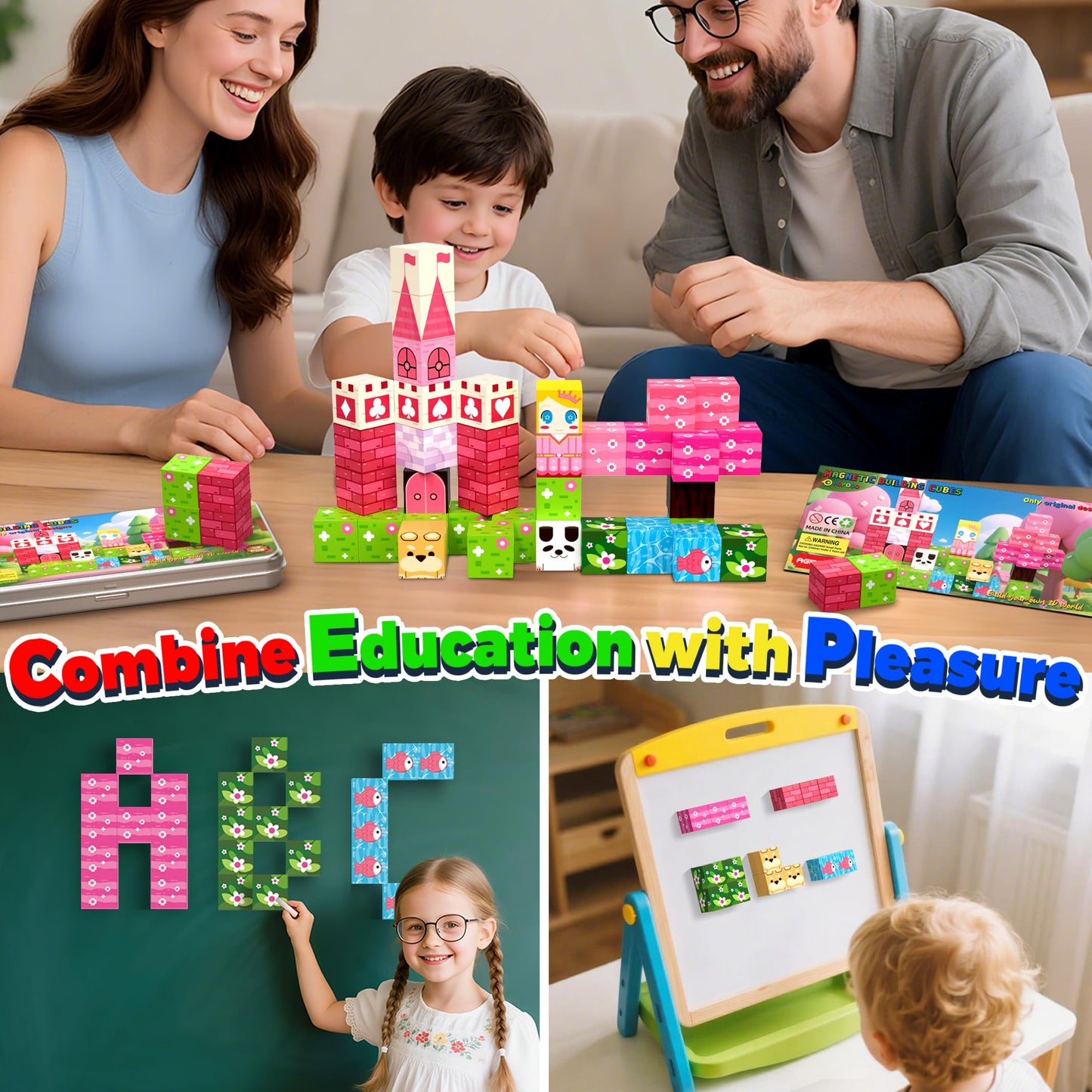 POPOOO Princess Magnetic Building Blocks Travel Toys — 35PCS STEM Magnet Cubes