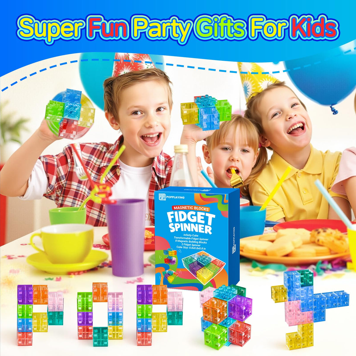 PopPlaying 4-in-1 Magnetic Fidget Spinner & Building Blocks Set – Focus, Sensory Play & STEM