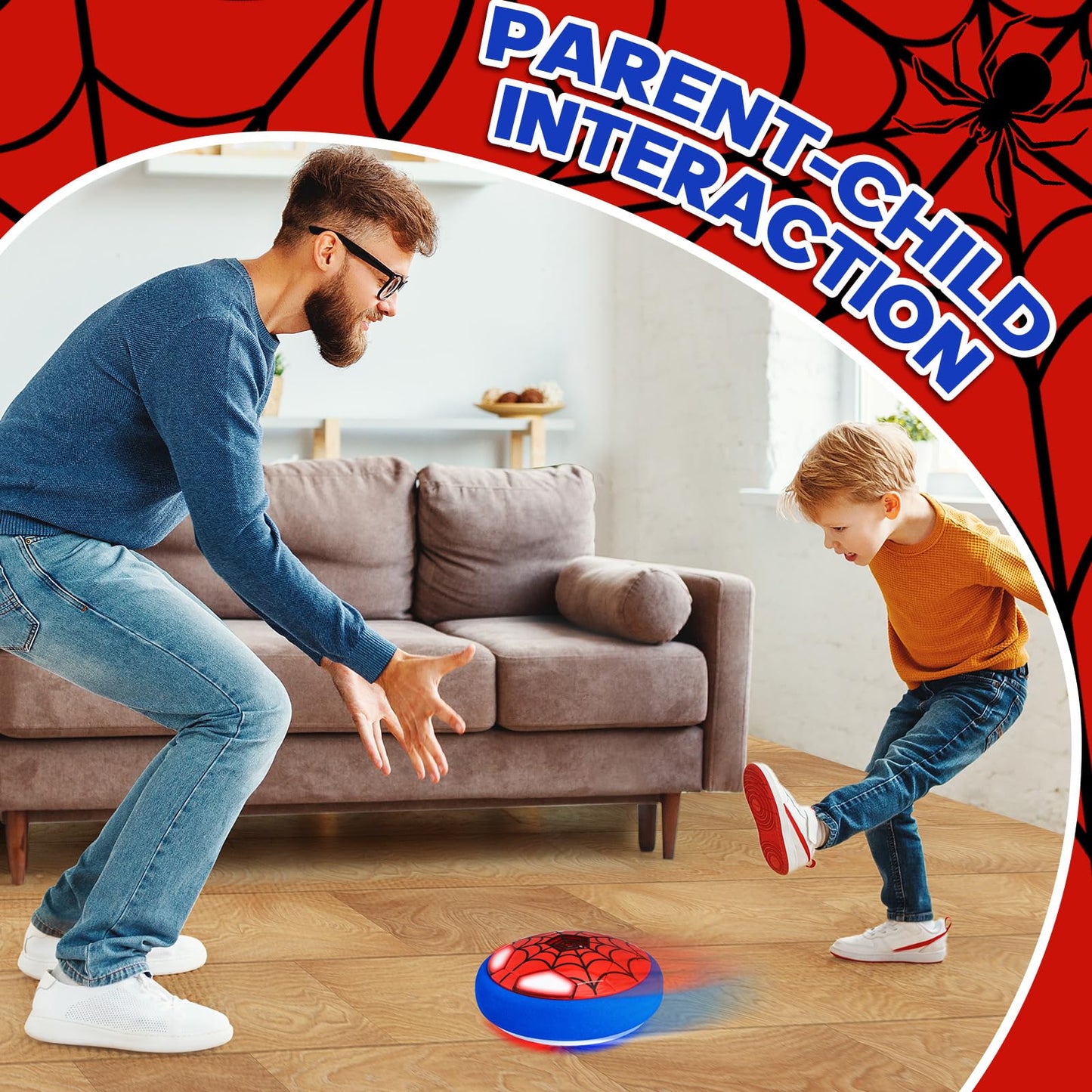 POPSVON Indoor Hover Soccer Ball – LED Light-Up Football Toy for Kids 4-12 | USB Rechargeable