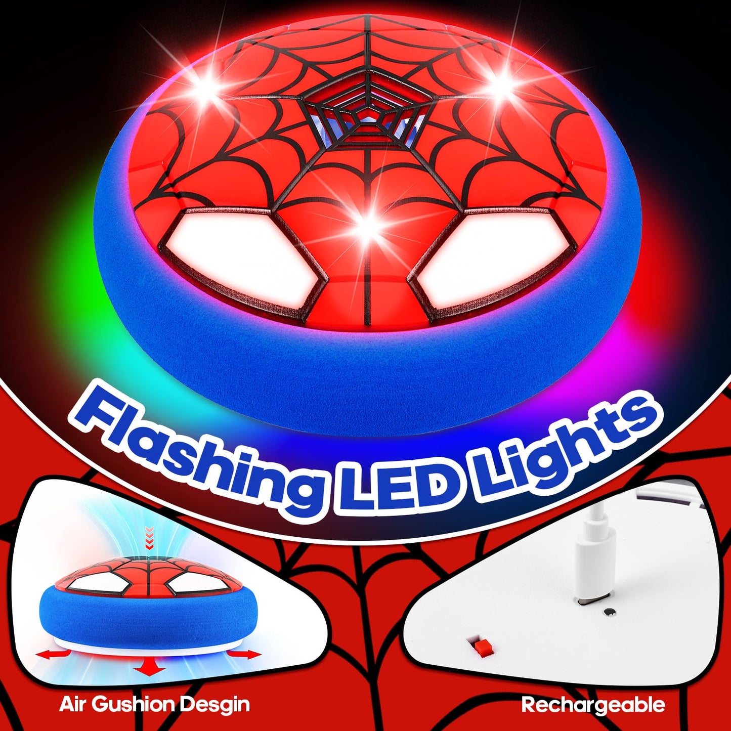 POPSVON Indoor Hover Soccer Ball – LED Light-Up Football Toy for Kids 4-12 | USB Rechargeable