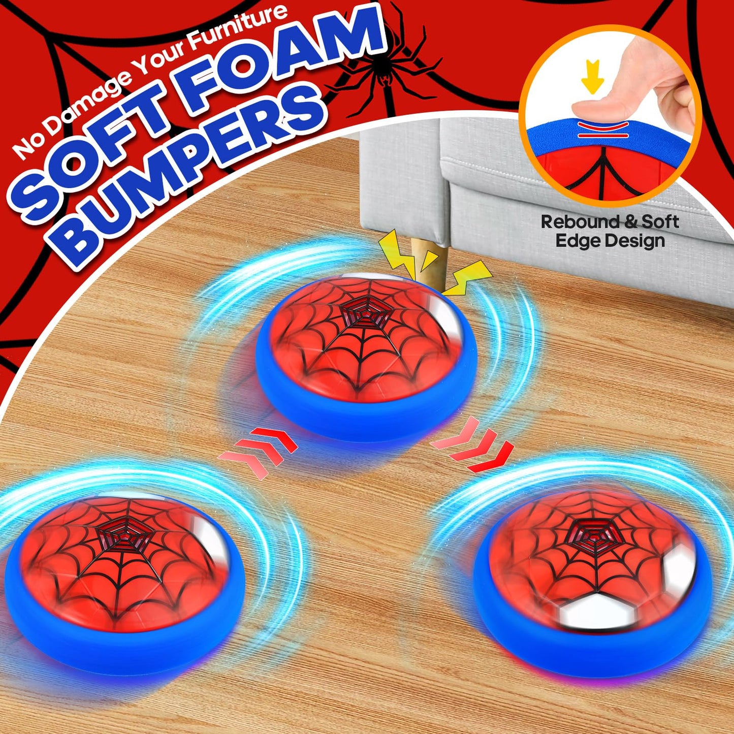 POPSVON Indoor Hover Soccer Ball – LED Light-Up Football Toy for Kids 4-12 | USB Rechargeable