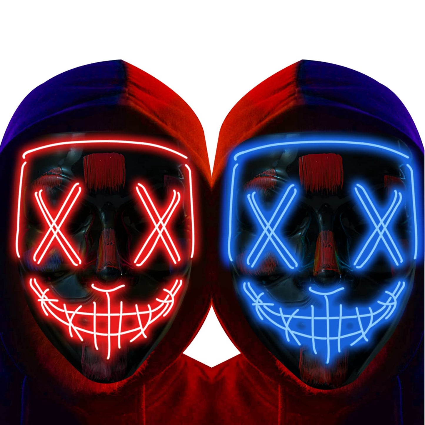 Poptrend LED Halloween Mask – Light Up Scary Mask for Festivals, Cosplay & Halloween (2 Pack)