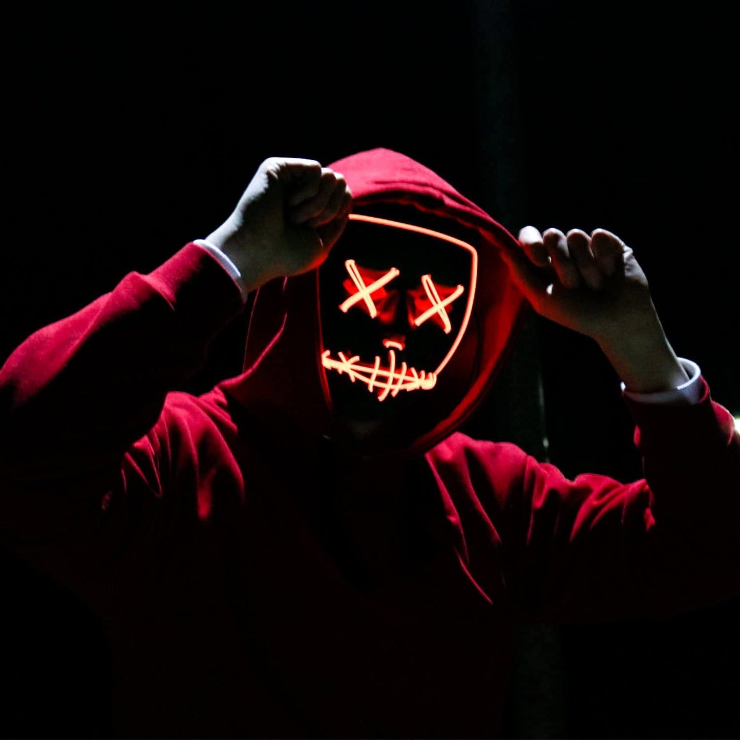 Poptrend LED Halloween Mask – Light Up Scary Mask for Festivals, Cosplay & Halloween (2 Pack)