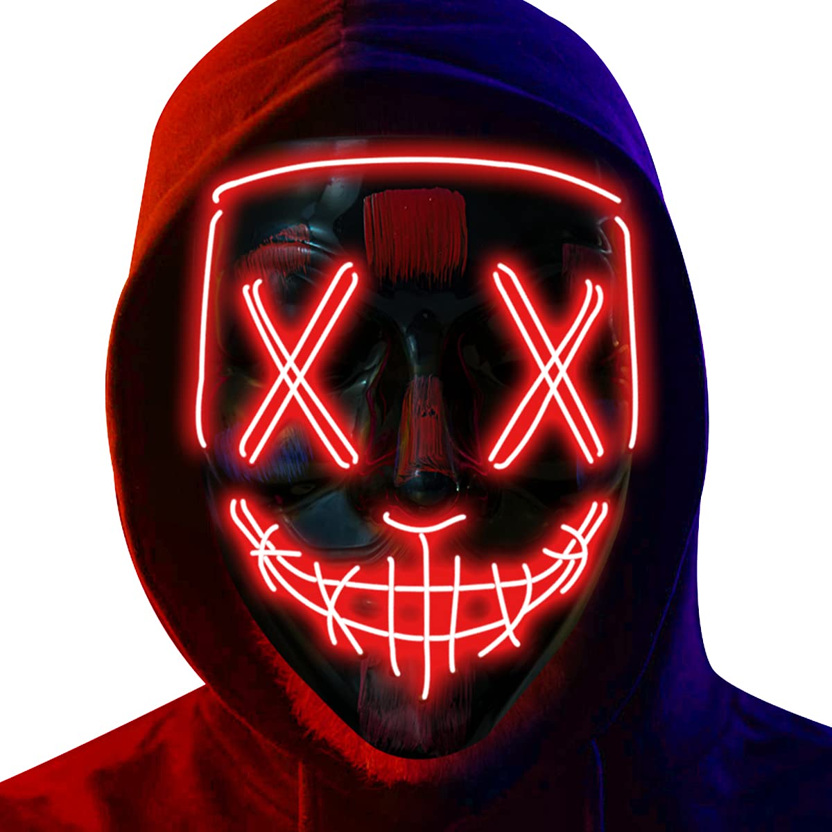 Poptrend LED Light-Up Mask – Festival, Cosplay & Halloween with 3 Lighting Modes