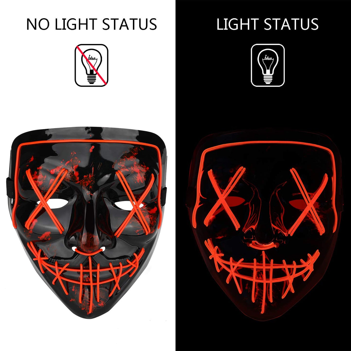 Poptrend LED Light-Up Mask – Festival, Cosplay & Halloween with 3 Lighting Modes