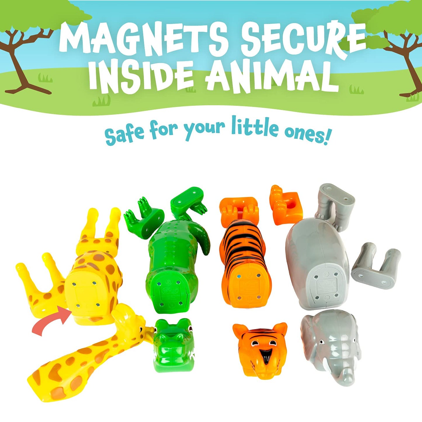 Popular Playthings Magnetic Animals for Toddlers 1-3 | Mix & Match Jungle Animals – Set of 4